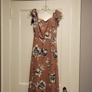 Windsor Mauve Flower Print Maxi Dress Sz L NEW NWT